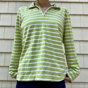 Orvis Green and White Stripe Lightweight Pullover